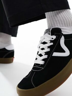 Vans Black & White Suede Low-Top Sneakers with Gum Sole